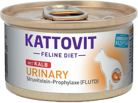 Kattovit Urinary Υγρή Τροφή για Ενήλικες Γάτες σε Κονσέρβα με Μοσχάρι χωρίς Γλουτένη 85gr
