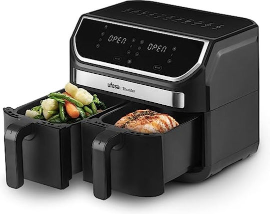 Ufesa Storm Double Air Fryer XXL Air Fryer with Double Detachable Bucket 9lt Black