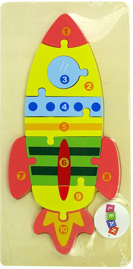Wooden Kids Peg Puzzle Missile 10pcs Lean Toys