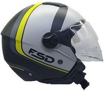 Faseed 700-721 Jet Helmet ECE 22.05 Black Matt/Grey/Yellow 28605635