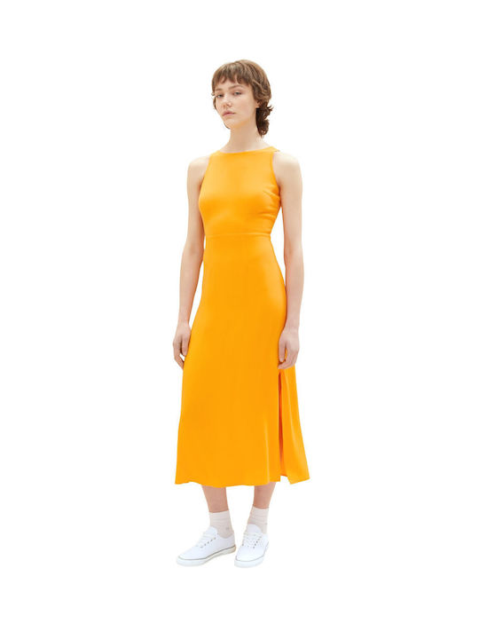 Rochie de Vară Midi Cu Deschizătură Portocalie