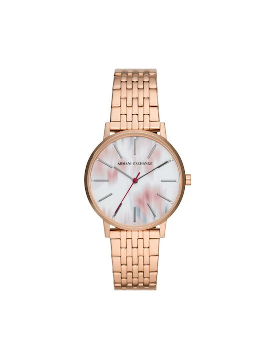 Armani Exchange Watch with Pink Gold Metal Bracelet