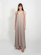 Rochie de Vară Maxi Satin Gri