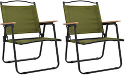 vidaXL Chair Beach Green Waterproof 54x55x78cm Set of 2pcs