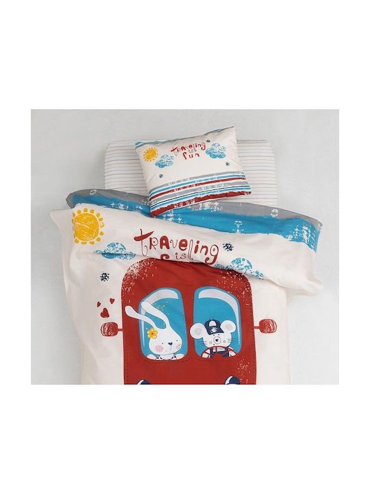 Palamaiki Happy Baby HB0605 Set Baby Bettlaken Für Krippe Baumwolle Rot 120x160cm