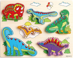 Wooden Kids Peg Puzzle Dinos 12pcs