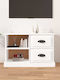 TV Stand from Wood & Glass White L73xW35.5xH47.5cm