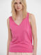 Funky Buddha Women's Athletic Blouse Sleeveless with V Neckline Rose Violet