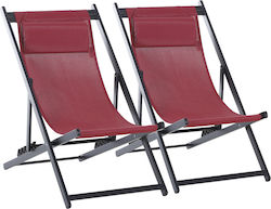 Deckchairs Aluminum with Red Fabric 2pcs 96.5x58x105cm Deckchairs Aluminum with Red Fabric 2pcs 96.5x58x105cm