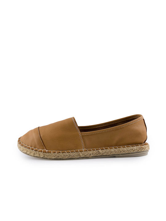 Top3 21835 Women's Leather Espadrilles Tabac Brown