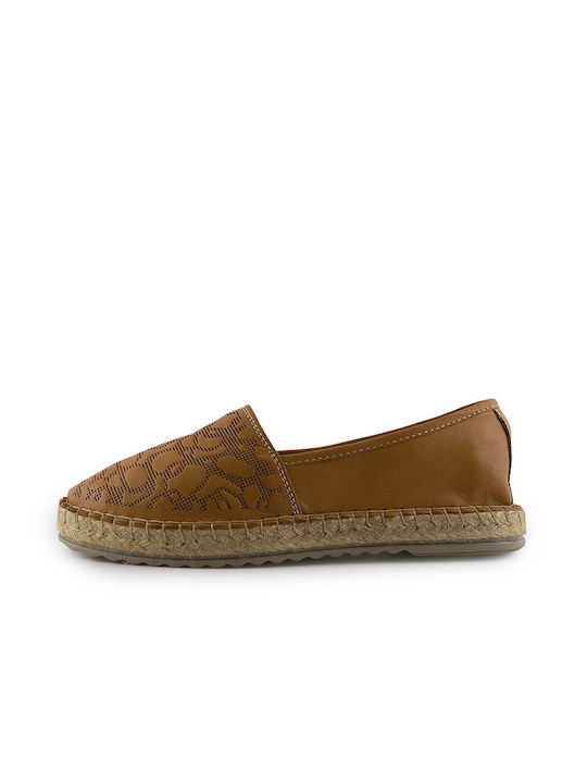 Top3 23470 Women's Leather Espadrilles Tabac Brown