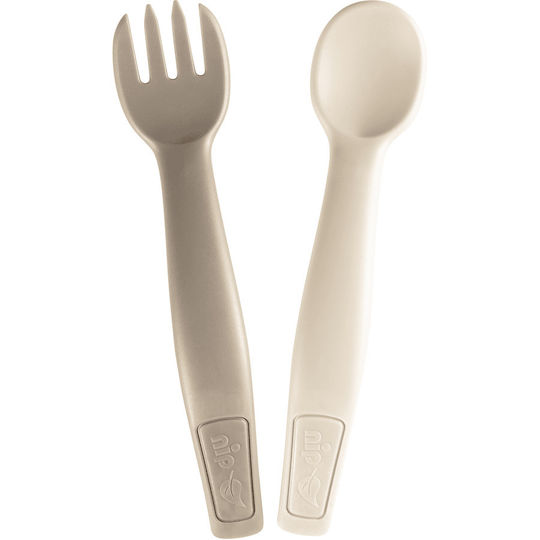 Nip Baby Set with Fork made of Plastic Gray 2pcs