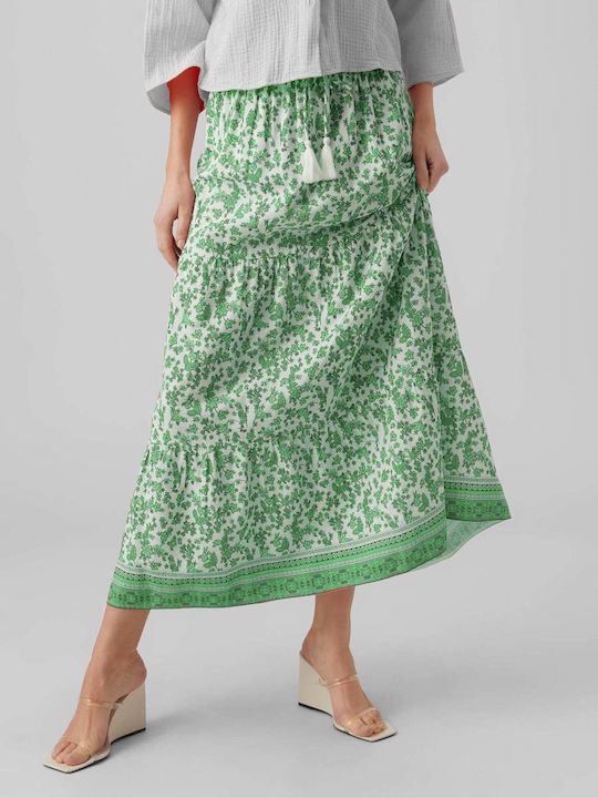Vero Moda High Waist Midi Skirt Floral in Green color