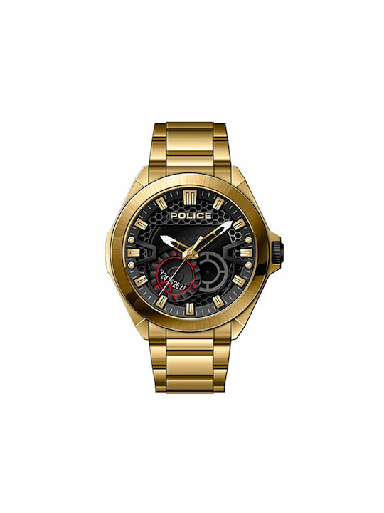 Police Ranger II Uhr Batterie mit Gold Metallarmband