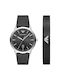 Emporio Armani Watch Battery with Black Leather Strap