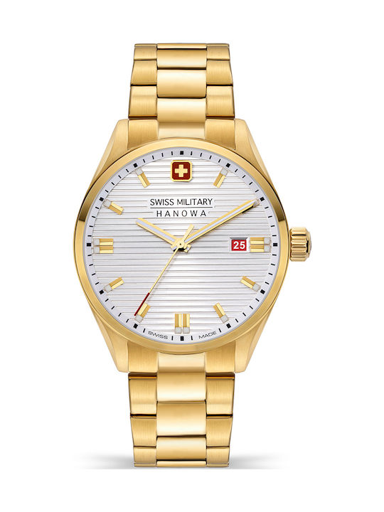 Swiss Military Hanowa Roadrunner Herrenuhr 43mm Batterie mit Gold Rostfreien Stahlarmband