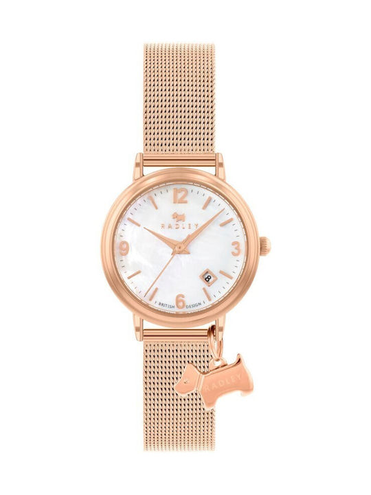 Radley Dog Charm Uhr mit Rose Gold Metallarmband