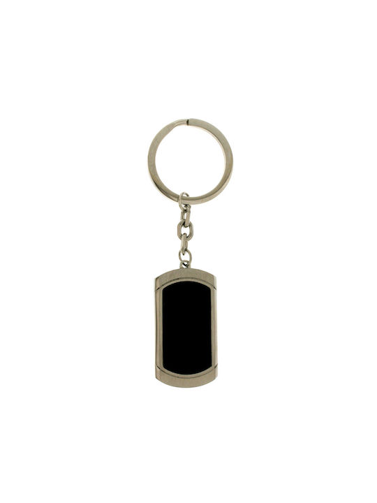 Men's key ring manQ made of stainless steel in silver-black color 439574