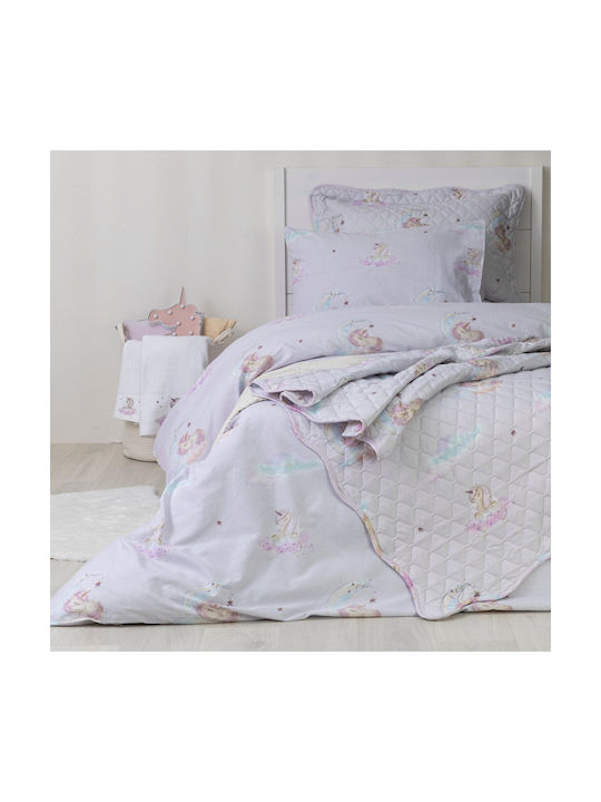 Borea Kids Quilt Set Single with Pillowcase Cloud Lilac 160x220cm
