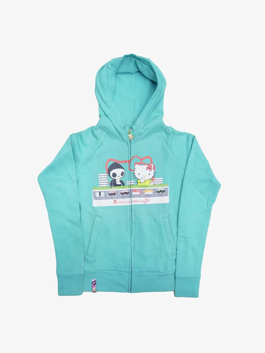 Tokidoki Kids Sweatshirt Cardigan with Hood Turquoise