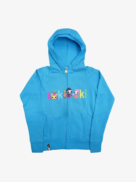 Tokidoki Cardigan pentru copii din material frotirat cu glugă Albastru