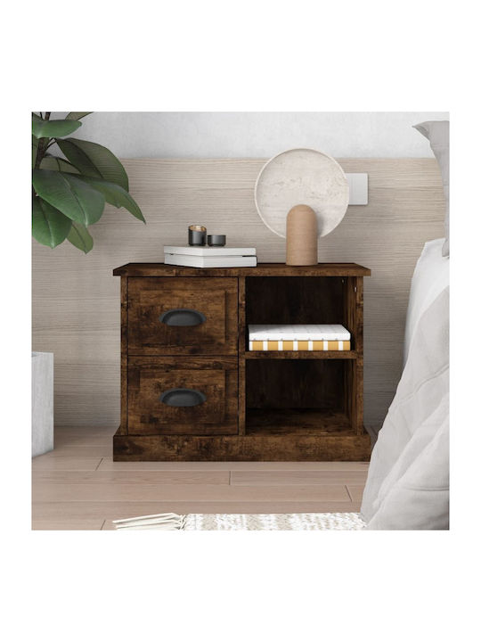 Wooden Bedside Table Smoky Oak 60x35.5x45cm