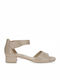 Caprice Anatomic Leather Women's Sandals with Ankle Strap Beige