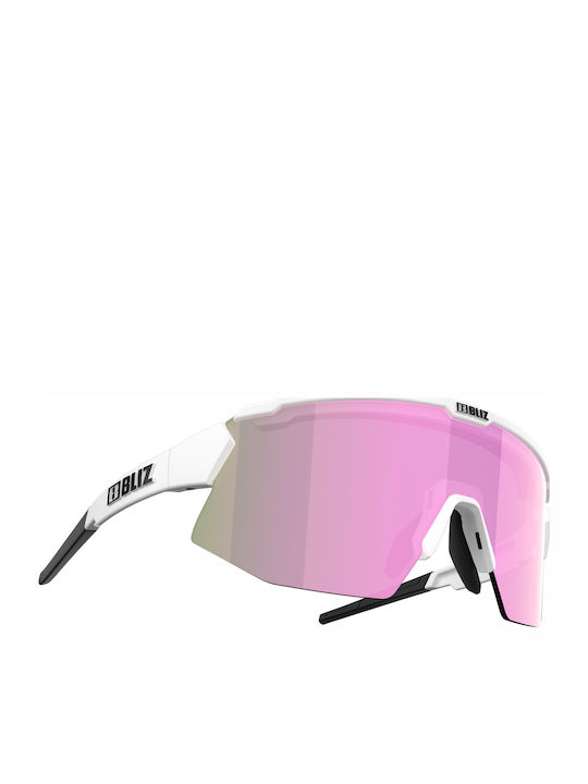 Bliz Breeze Unisex Sunglasses with White Plastic Frame and Purple Polarized Mirror Lens 52102-04