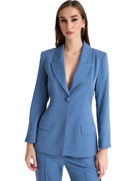 4tailors Damen Mittellang Blazer Blau