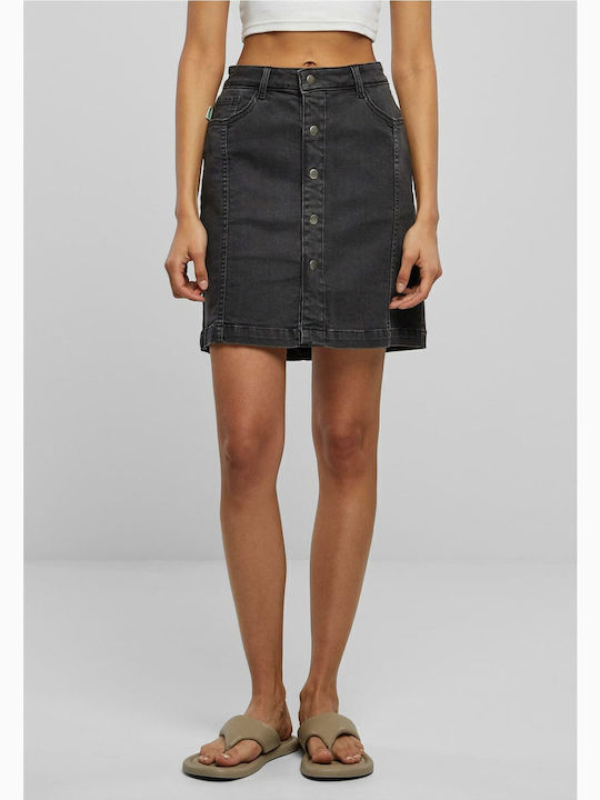 TB6039 Denim Hoch tailliert Mini Rock Schwarz