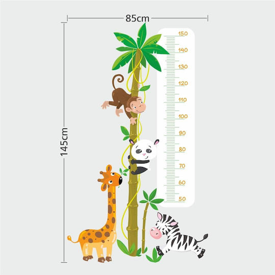 Caravelshop Kids Growth Height Chart Wall Sticker with Design Animals Animals - Explorers Multicolour 150cm