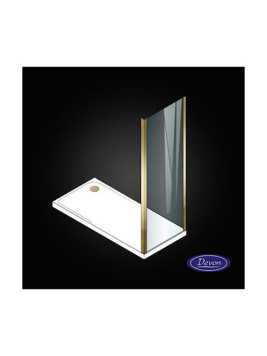 Devon Noxx Side Panel SPN80C-211+(1τμχ Ν3/200-211) Πλαϊνό σταθερό ντουζιέρας 79-82x200 cm Clean Glass Gold Brushed