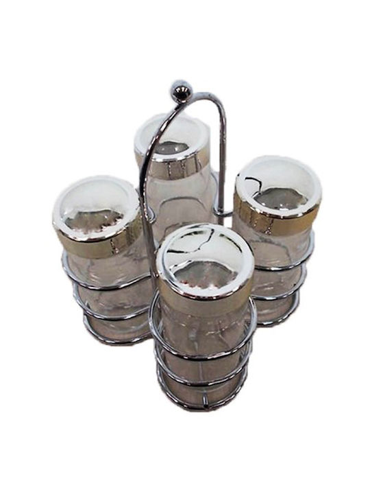 Inox Tabletop Spice Rack Organizer Silver 4pcs