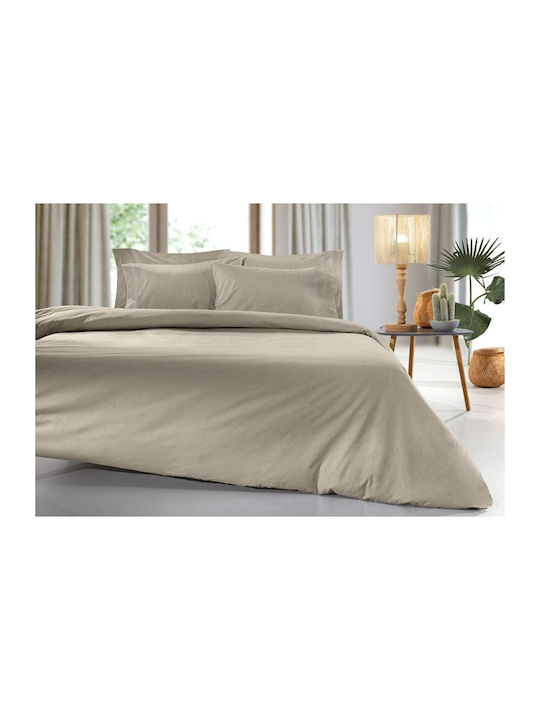 Guy Laroche Sheet King Size with Elastic 180x200+42cm. Color Plus Taupe