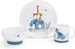 Moulin Roty Feeding Set Sous mon Baobab made of Porcelain with Non-Slip Base White 3pcs