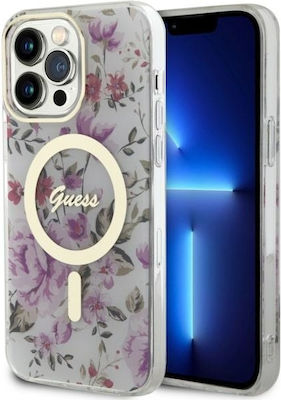 Guess Flower MagSafe Umschlag Rückseite Silikon Mehrfarbig (iPhone 14 Pro Max) GUHMP14XHCFWST