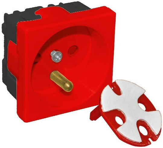 Alantec Μονή Χωνευτή Πρίζα Ρεύματος Κόκκινη