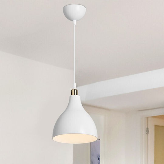 Pakketo Lofty Pendant Light White Bell with Socket E27 18x18x56cm