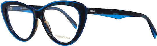 Emilio Pucci Γυναικείος Κοκκάλινος Σκελετός Γυαλιών Πεταλούδα Μπλε EP5096 092