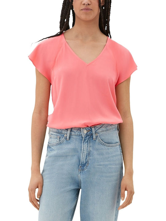 S.Oliver Women's Summer Blouse Short Sleeve Coral Red
