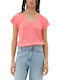 S.Oliver Women's Summer Blouse Short Sleeve Coral Red