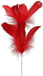 GOOSE FEATHER ON STICK 72CM (RED)