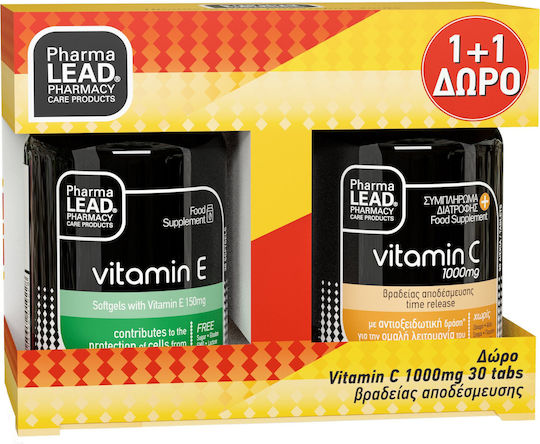 Pharmalead Multivitamin Vitamin E 150mg 30 soft capsules & Vitamin C 1000mg 30 tablets for Energy, Immune System Boost & Antioxidant Action 150mg