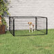 vidaXL Metal Dog Park with 4 Panels 100x100x50cm Black