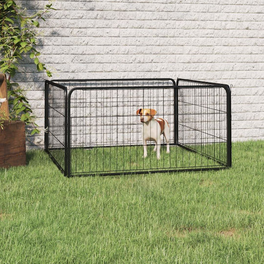 vidaXL Metal Dog Park with 4 Panels 100x100x50cm Black