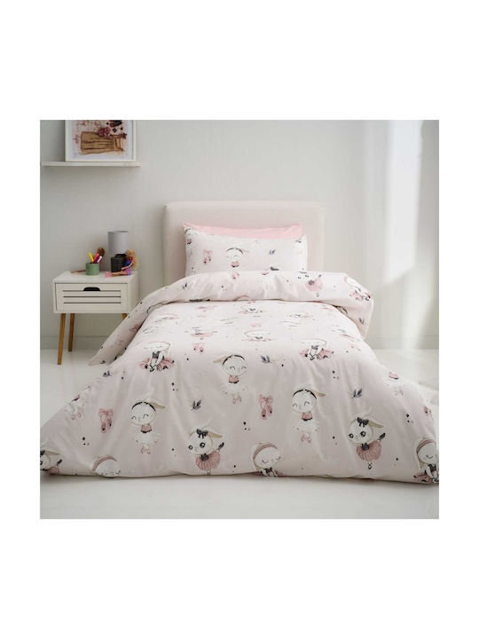 Vesta Home Σετ Σεντόνια Ημίδιπλα Βαμβακερά Ballarina Ροζ 170x260cm 3τμχ