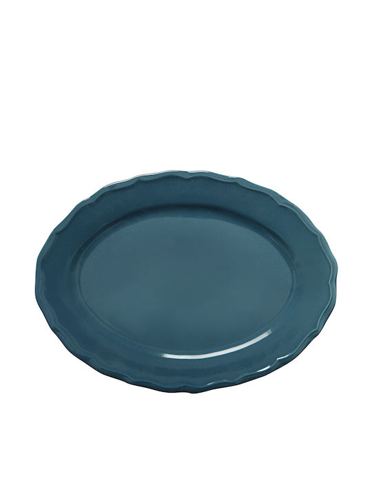 Teller Untiefe Oval Keramik Blau 34x34cm 6Stück