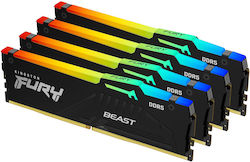 Kingston Fury Beast RGB 128GB DDR5 RAM cu 4 module (4x32GB) și Viteză 5200 pentru Desktop