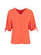 Orange Blouse With Bound Sleeve