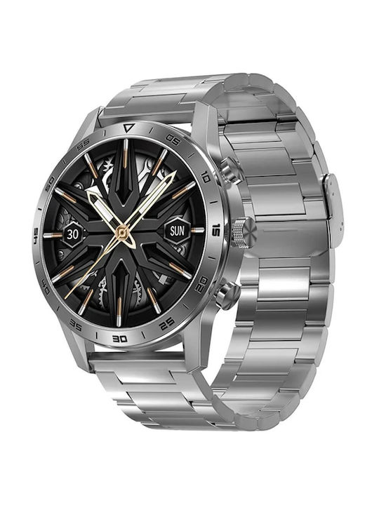 Microwear DT70 Pro Oțel inoxidabil 48mm Ceas inteligent cu pulsometru (Silver Steel)